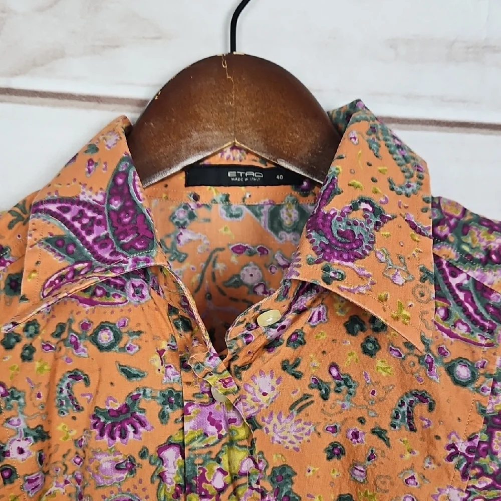 ETRO Multicolor Paisley & Floral Button Down Shirt - Size 40 - Picture 11 of 15